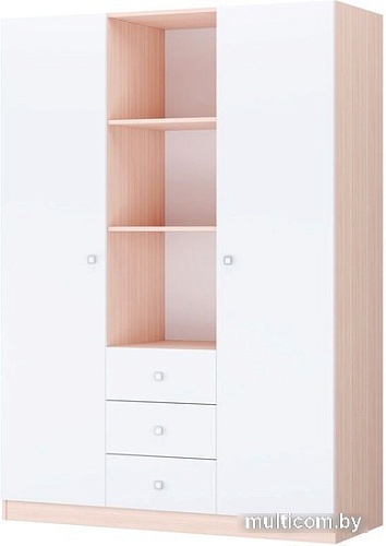 Шкаф распашной Polini Kids Simple трехсекционный 0001632.161 (дуб пастельный/белый)