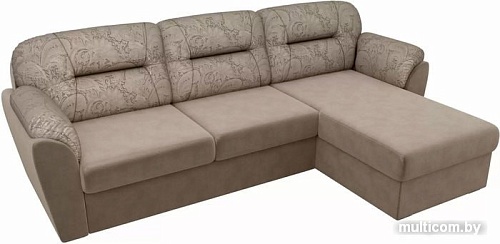 Угловой диван Лига диванов Бостон 100537 (коричневый с цветами)