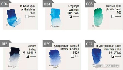 Акварельные краски Малевичъ Veroneze Sea 630922 (6 цветов, 2.5 мл, море)