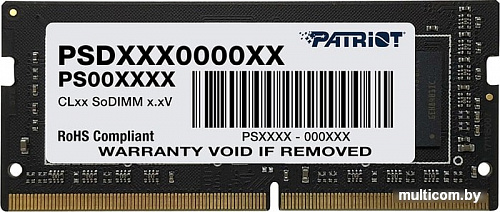 Оперативная память Patriot Signature Line 4GB SODIMM DDR4 PC4-21300 PSD44G266681S