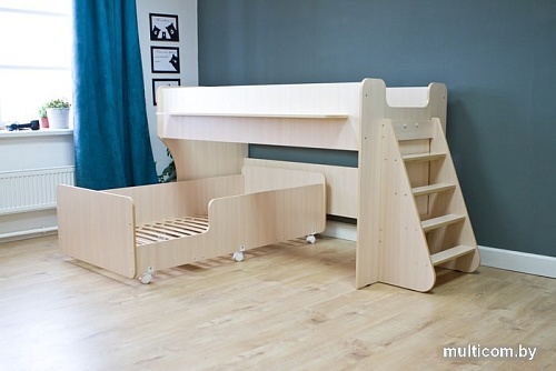 Двухъярусная кровать Красная звезда Р444 Капризун 7 160/180x80 (дуб млечный)