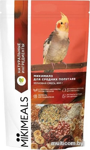 Корм для птиц Mikimeals для средних попугаев 800 г