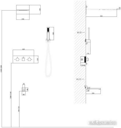 Душевая система Abber Daheim AF8253G (золото матовое)