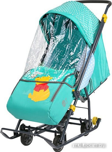 Санки-коляска Nika Baby 1 DB1/2 Disney (Винни, изумрудный)