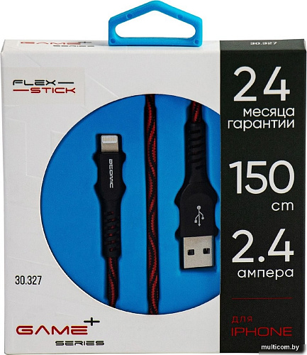 Atomic Flexstick Game+ 30.327 USB Type-A - Lightning (1.5 м, черный/красный)