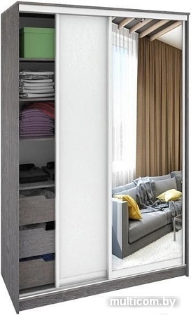 Шкаф-купе Кортекс-мебель Сенатор ШК10 Классика ДСП с зеркалом (береза+белый)