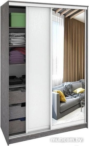 Шкаф-купе Кортекс-мебель Сенатор ШК10 Классика ДСП с зеркалом (береза+белый)