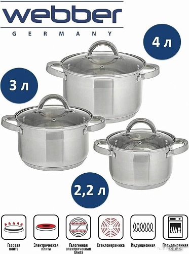 Набор кастрюль Webber BE-627/6