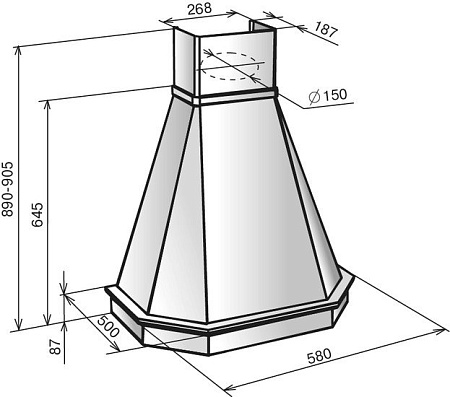 Кухонная вытяжка Elikor Камин Грань 60П-650-П3Л (бежевый/бук светло-коричневый)