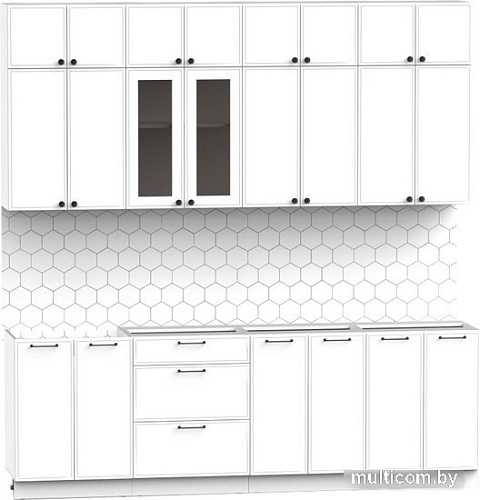 Готовая кухня Интермебель Лион-8 2.4м без столешницы (белый софт)