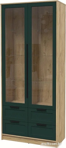 Шкаф-витрина Интерлиния Концепт Тренд КТ-ШВ2 (дуб золотой/изумруд)