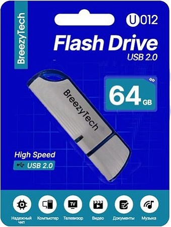 USB Flash BreezyTech U012 64GB (серебристый/синий)