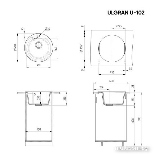 Кухонная мойка Ulgran U-102 (графит)