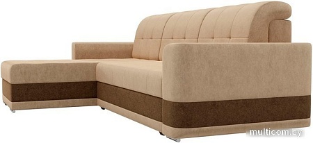 Угловой диван Mebelico Честер 61113 (левый, вельвет, бежевый/коричневый)