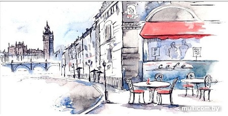 Фотообои Citydecor Лондон акварель с защитным покрытием 300x150