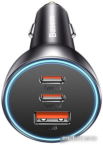 Автомобильное зарядное Baseus Golden Contactor Pro Triple Fast Charger Car Charger 65W CGJP010013 (темно-серый)