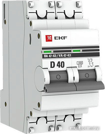 Выключатель автоматический EKF ВА 47-63 2Р 40А (D) PROxima mcb4763-2-40D-pro