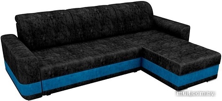 Угловой диван Mebelico Честер 61109 (правый, велюр, черный/голубой)