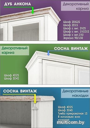 Книжный шкаф Anrex MONAKO 1V1D1S (сосна винтаж/дуб анкона)