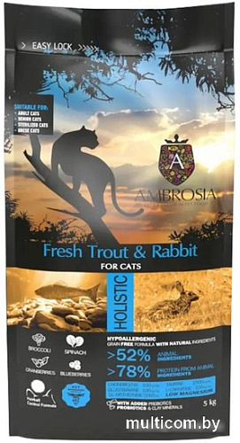 Сухой корм для кошек Ambrosia Grain Free (для стерилизованных, свежая форель и кролик) 1.5 кг