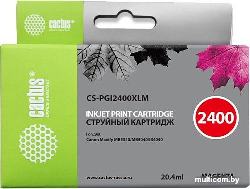 Картридж CACTUS CS-PGI2400XLM (аналог Canon PGI-2400XL M)