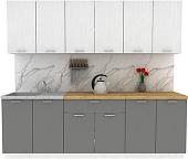 Готовая кухня ЭлиГард Lion 2.4 (белый структурный/дымчатый алмаз/дуб бунратти)