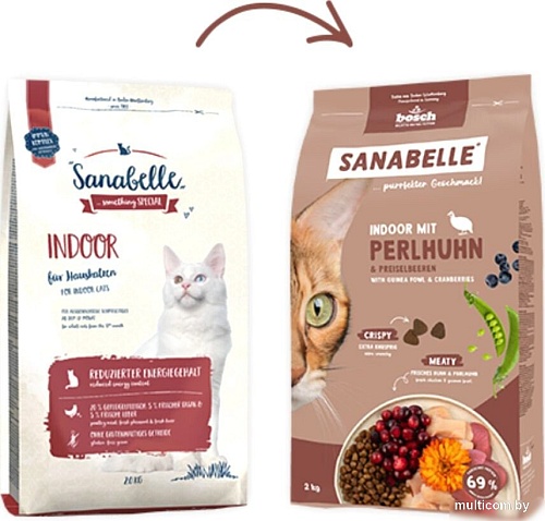 Сухой корм для кошек Bosch Sanabelle Indoor mit Perlhuhn & Preiselbeeren 8 кг