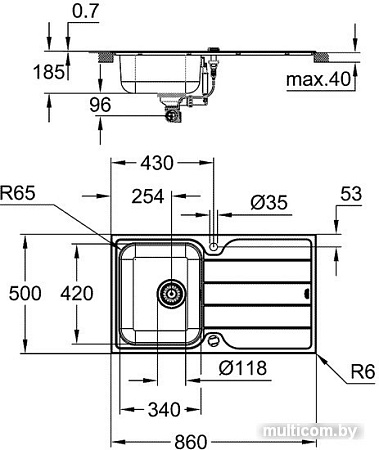 Кухонная мойка Grohe K500 45-S 86/50 1.0 rev 31573SD1