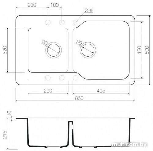 Кухонная мойка Omoikiri Maru 86-2-CH [4993291]