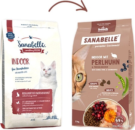 Сухой корм для кошек Bosch Sanabelle Indoor mit Perlhuhn & Preiselbeeren 2 кг