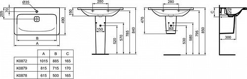 Умывальник Ideal Standard Tonic II 100 K087201