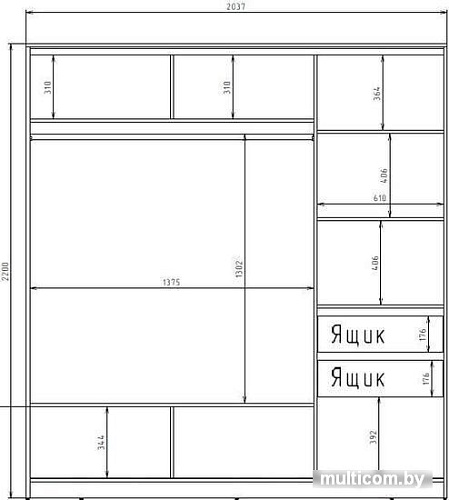 Шкаф-купе Рэйгрупп 203450 VVX Elgon РГ-08.02 (венге/хром)