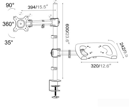 Кронштейн CACTUS CS-VM-LH07-AL