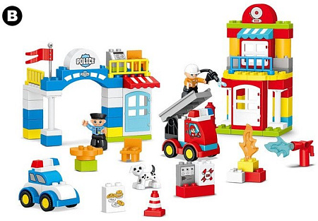 Конструктор Kids Home Toys Пожарная и полицейская станции 188-A19 7120614