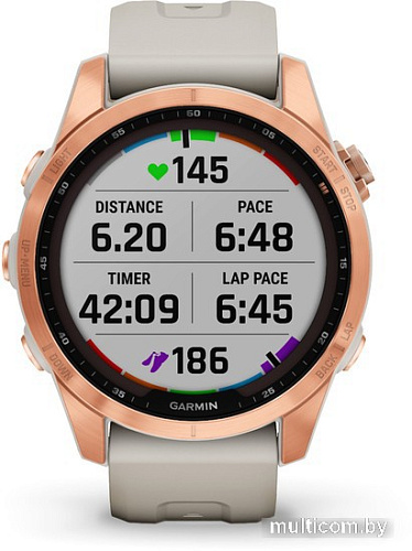 Умные часы Garmin Fenix 7S Solar 42 мм (розовое золото/песочный)