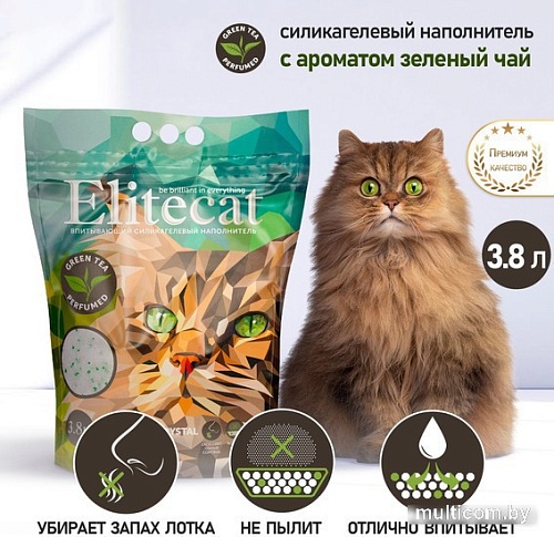 Наполнитель для туалета EliteCat Chrysolite Crystal Green Tea 3.8 л