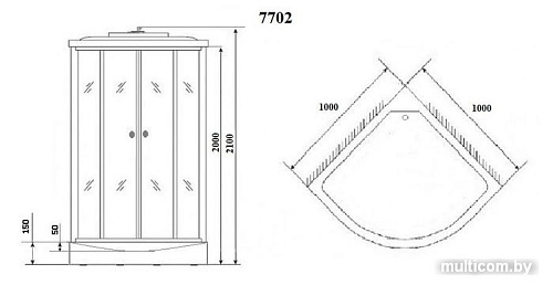 Душевая кабина Niagara NG-7702W 100x100x210 (прозрачное стекло)