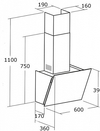 Кухонная вытяжка CATA Dio 600 GBK 02059205