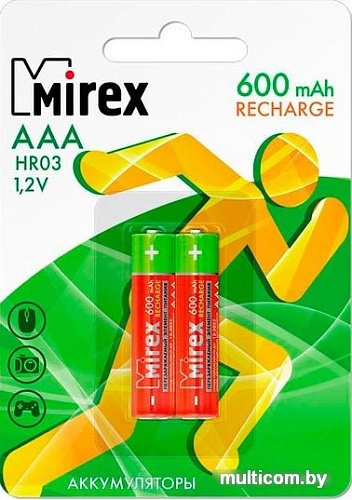 Аккумуляторы Mirex AAA 600mAh 2 шт HR03-06-E2
