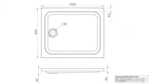 Душевой поддон Triton ПД25 100x80