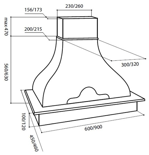 Каминная вытяжка LEX NAPOLI 900 Ivory