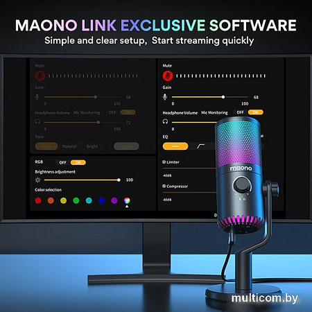 Проводной микрофон Maono DM30 RGB (розовый)