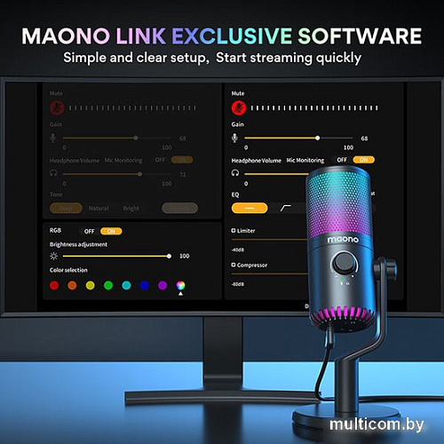 Проводной микрофон Maono DM30 RGB (розовый)