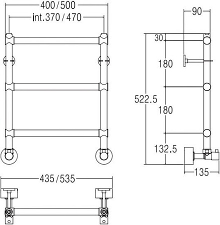 Полотенцесушитель Margaroli Sole 440 52.25x43.5 (хром) [4403704CRN]