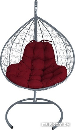 Подвесное кресло M-Group XL 11120302 (серый ротанг/бордовая подушка)