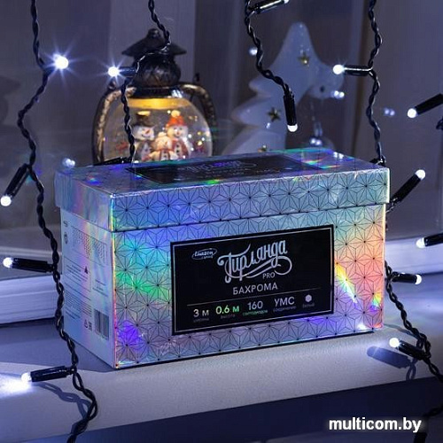Бахрома Luazon 3x0.6 м 160 LED 3584194 (черный ПВХ провод, белый)
