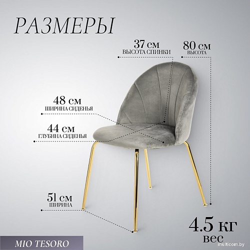 Стул Mio Tesoro Паола DC-125М (серый/золото, G062-38)