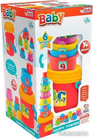 Набор развивающих игрушек Dede Логическая пирамидка стаканчики в ведерке 03466