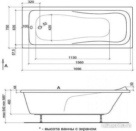 Ванна AlfaSun Харакс 170х75