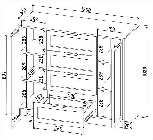 Тумба Интерлиния Концепт Тренд КТ-Т120 (дуб золотой/индиго)